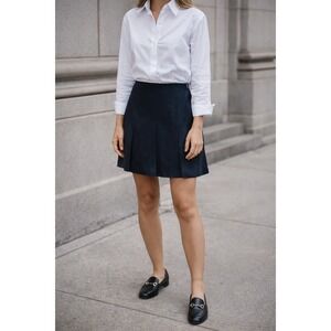 Vintage 90s Silk Mini Skirt Navy Minimalist Lined Slip Skirt Womens 6